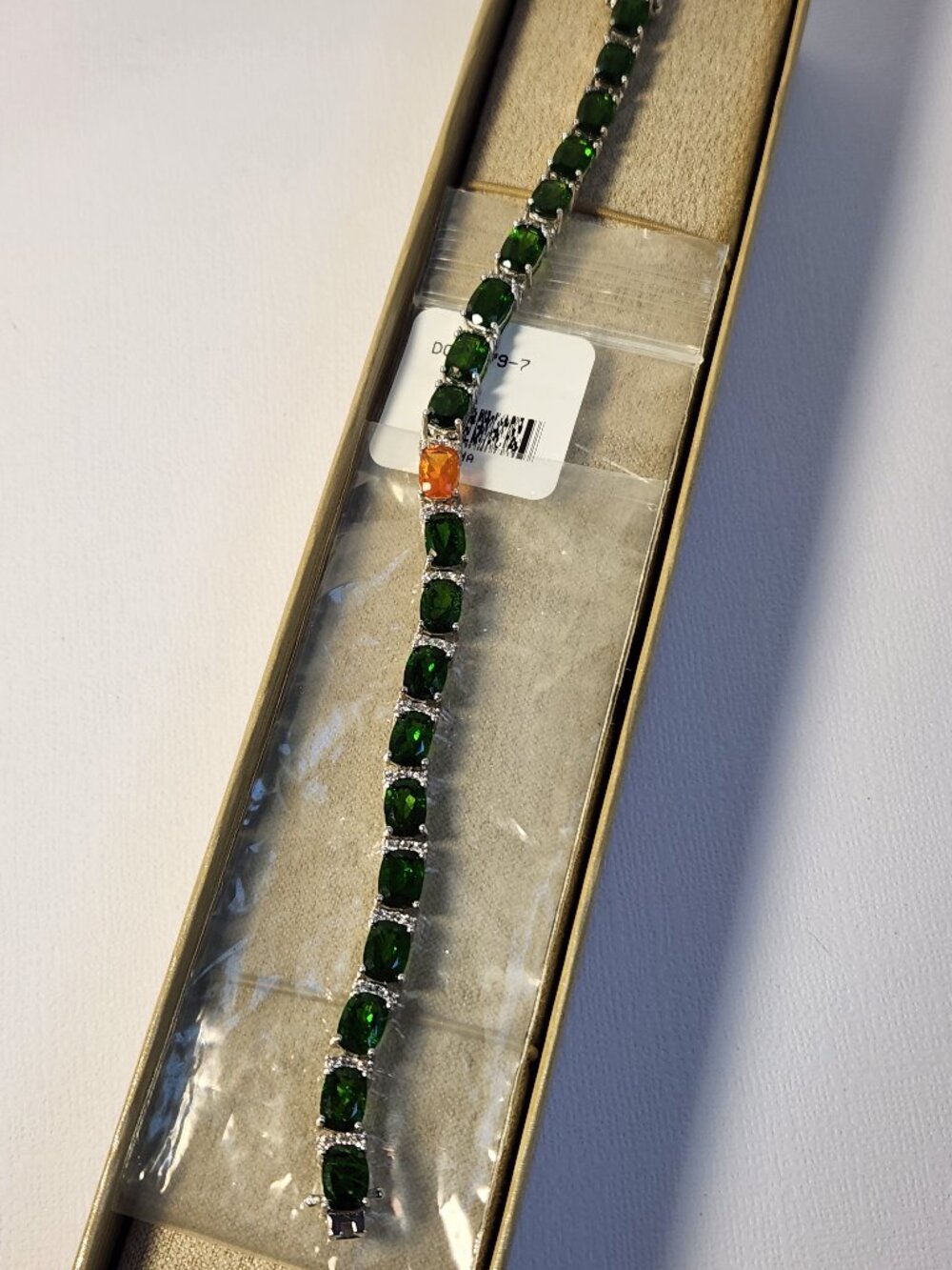 VTG 925 Chrome Diopside & Madiera Citrine & White Zircon 7" Bracelet Irish Theme - Picture 13 of 13